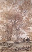 Claude Lorrain Trees,Figures,and sheep (mk17) oil on canvas